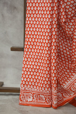 Reddish Orange HBP Cotton Saree - SRROCS1828