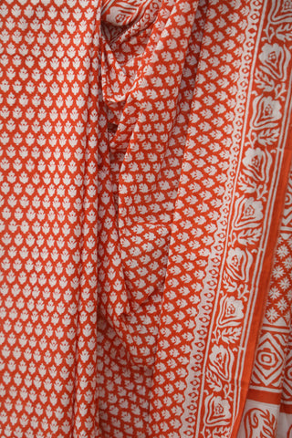 Reddish Orange HBP Cotton Saree - SRROCS1828