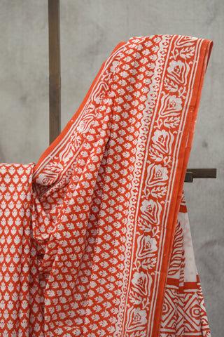 Reddish Orange HBP Cotton Saree - SRROCS1828