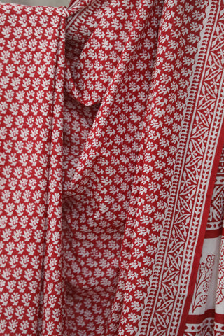 Red HBP Cotton Saree - SRRCS1813