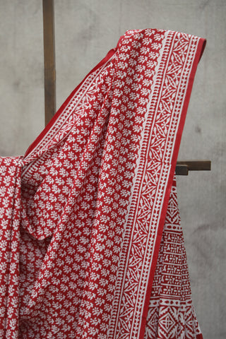 Red HBP Cotton Saree - SRRCS1813