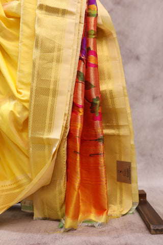 Yellow Silk Paithani Saree - SRYSCPS423