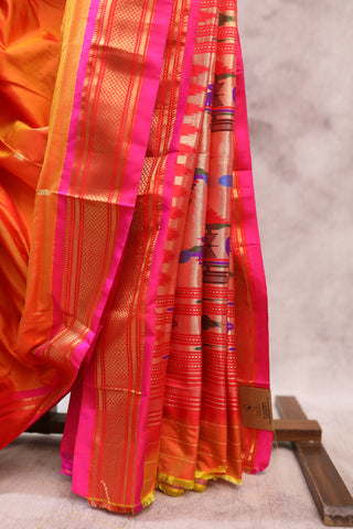 Orange Silk Paithani Saree - SROSCPS424