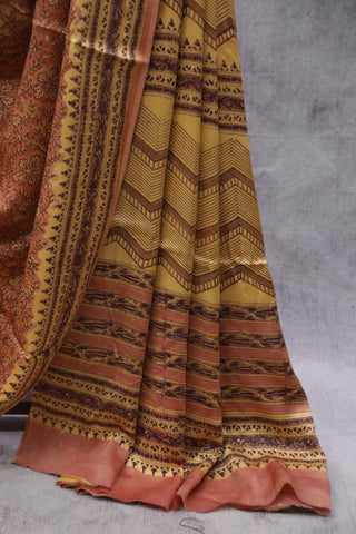 Peach Yellow HBP Modal Silk Saree - SRPYWMSS70EX