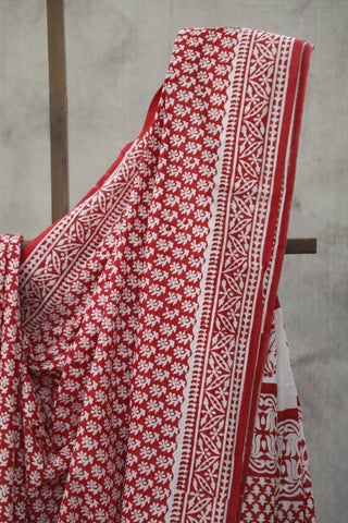 Red HBP Cotton Saree - SRRCS1812