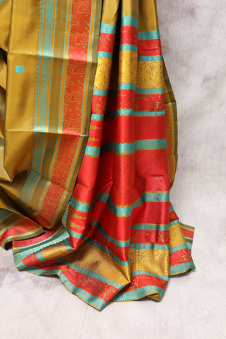 Moss Green Kanjeevaram Silk Saree-SRMGKSS275