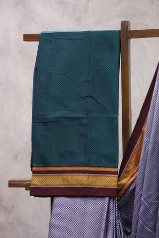 Purple Plain Khun Saree With Maroon Border-SRPPKS172