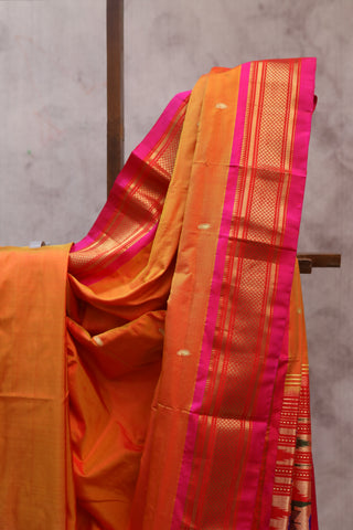 Orange Silk Paithani Saree - SROSCPS424