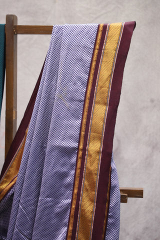 Purple Plain Khun Saree With Maroon Border-SRPPKS172