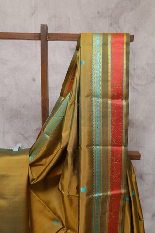 Moss Green Kanjeevaram Silk Saree-SRMGKSS275