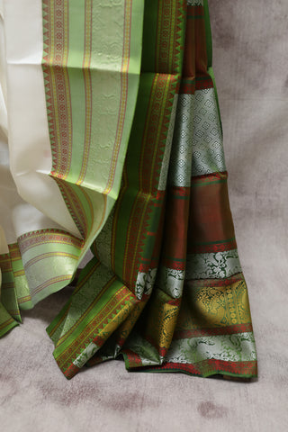 Off White Kanjeevaram Silk Saree-SROWKSS274