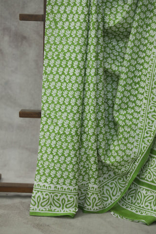 Grass Green HBP Cotton Saree - SRGGCS1817