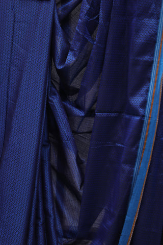 Blue Plain Khun Saree With Blue Border-SRBPKS183