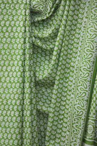 Grass Green HBP Cotton Saree - SRGGCS1817