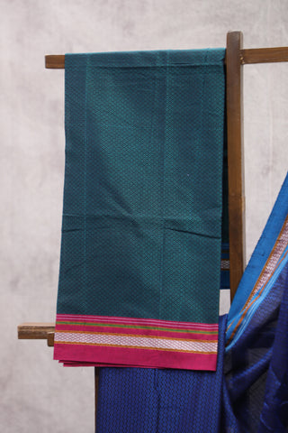 Blue Plain Khun Saree With Blue Border-SRBPKS183