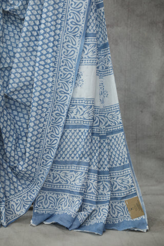 Pastel Blue HBP Cotton Saree - SRPBCS1852