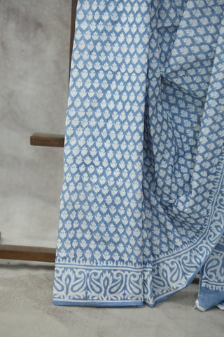 Pastel Blue HBP Cotton Saree - SRPBCS1852