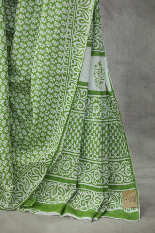 Grass Green HBP Cotton Saree - SRGGCS1820