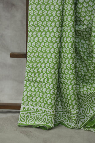 Grass Green HBP Cotton Saree - SRGGCS1820