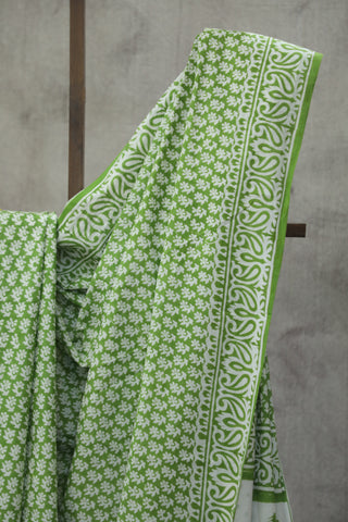 Grass Green HBP Cotton Saree - SRGGCS1820