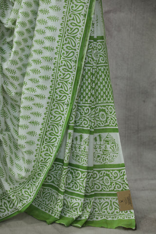 Grass Green HBP Cotton Saree - SRGGCS1818