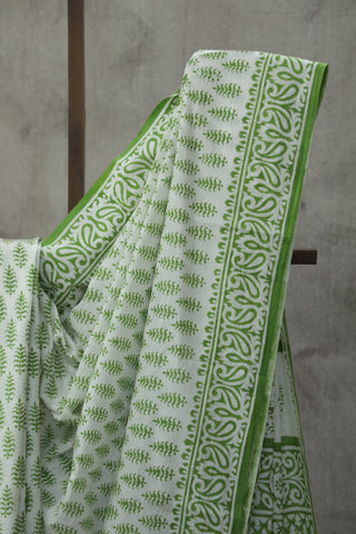 Grass Green HBP Cotton Saree - SRGGCS1818