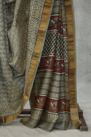 Grey HBP Cotton Silk Chanderi Saree - SRGCSCS641