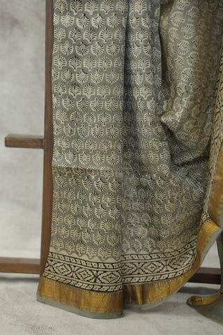 Grey HBP Cotton Silk Chanderi Saree - SRGCSCS641