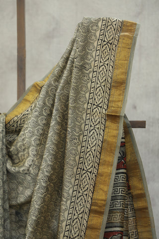 Grey HBP Cotton Silk Chanderi Saree - SRGCSCS641