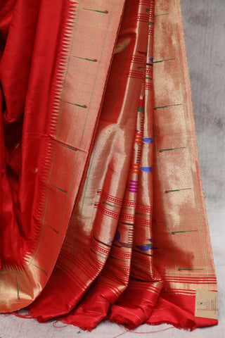 Red Silk Paithani Saree - SRRSPS469