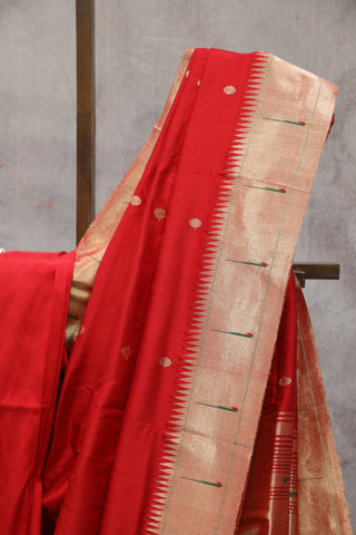 Red Silk Paithani Saree - SRRSPS469