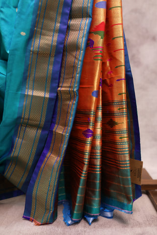 Teal Blue Silk Paithani Saree - SRTBSCPS414