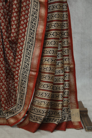 Red Cotton Silk Chanderi Saree  - SRRCSCS24EX