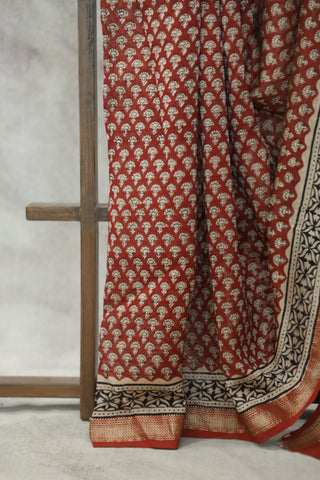 Red Cotton Silk Chanderi Saree  - SRRCSCS24EX