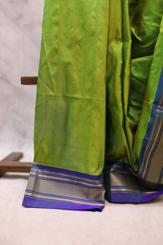 Moss Green Silk Paithani Saree - SRMGSCPS412