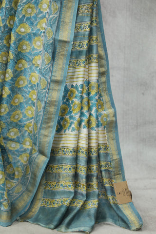 Sea Green Cotton Silk Chanderi Saree  - SRSGCSCS22EX