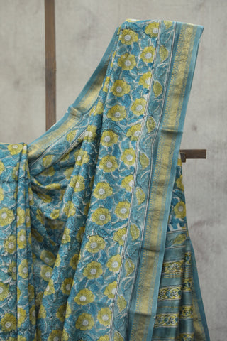 Sea Green Cotton Silk Chanderi Saree  - SRSGCSCS22EX