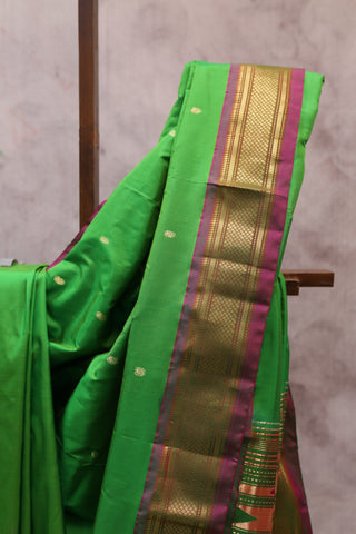 Green Silk Paithani Saree - SRGSCPS411