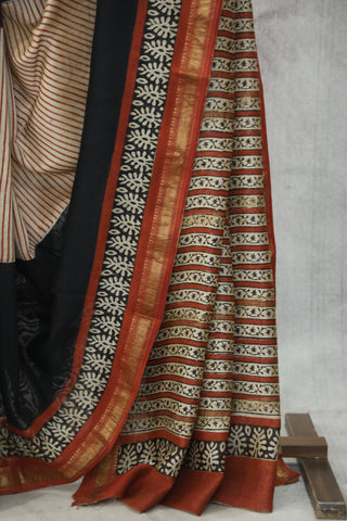 Black Silk Chanderi Saree  - SRBCSCS68EX