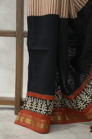 Black Silk Chanderi Saree  - SRBCSCS68EX