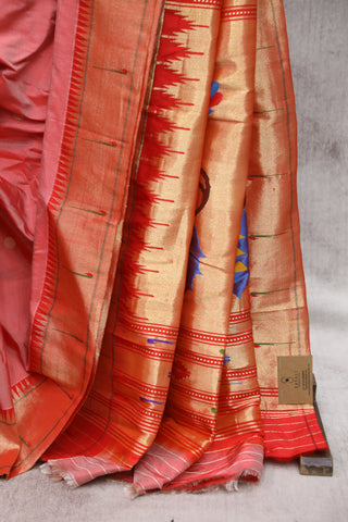 Peach-Pink Silk Paithani Saree - SRPPSPS466