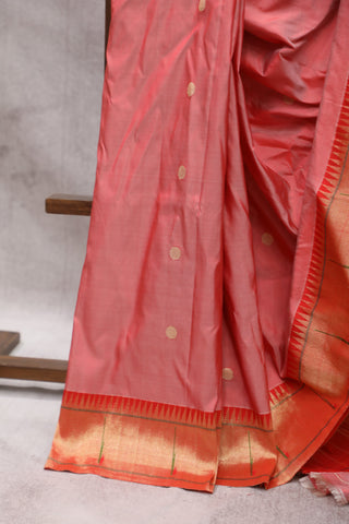 Peach-Pink Silk Paithani Saree - SRPPSPS466