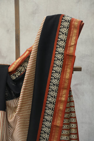 Black Silk Chanderi Saree  - SRBCSCS68EX