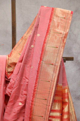 Peach-Pink Silk Paithani Saree - SRPPSPS466