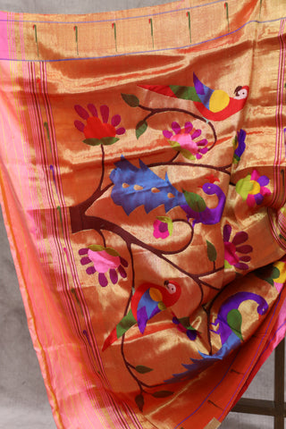 Peach Silk Paithani Saree - SRPSPS474