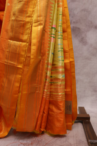 Mango Yellow Silk Paithani Saree - SRMYSPS392