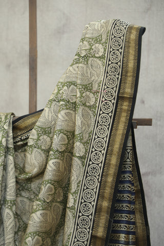 Moss Green HBP Cotton Silk Chanderi Saree - SRMGSCS659EX