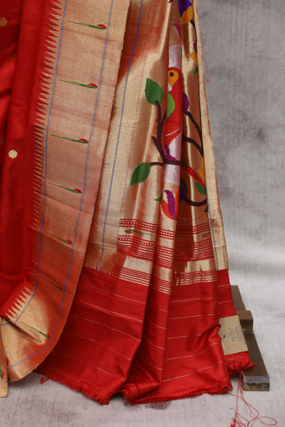 Red Silk Paithani Saree - SRRSPS473