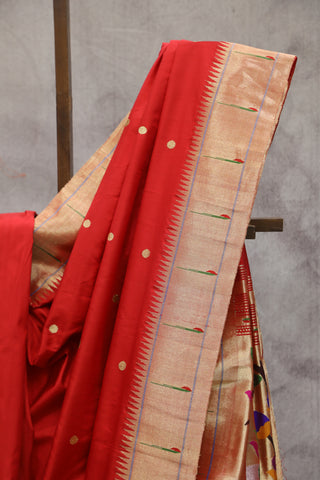 Red Silk Paithani Saree - SRRSPS473