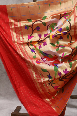 Red Silk Paithani Saree - SRRSPS473